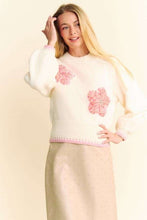 Cargar imagen en el visor de la galería, Davi & Dani Flower Patch Fuzzy Mock Neck Sweater