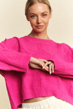 Load image into Gallery viewer, Davi & Dani Diamond Cable Pattern Drop Shoulder Sweater