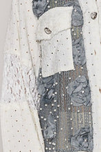 Load image into Gallery viewer, POL Eyelet Flower Pearl Detail Lace Patchwork Shirt