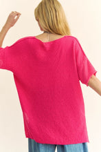Load image into Gallery viewer, Davi & Dani Side Slit Round Neck Half Sleeve Knit Top