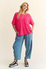 Load image into Gallery viewer, Davi & Dani Side Slit Round Neck Half Sleeve Knit Top