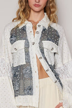 Load image into Gallery viewer, POL Eyelet Flower Pearl Detail Lace Patchwork Shirt