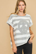 Cargar imagen en el visor de la galería, Umgee Peace Sign Patch Striped French Terry T-Shirt