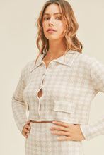 Cargar imagen en el visor de la galería, MABLE Houndstooth Cropped Knit Cardigan and Mini Skirt Set