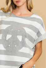 Cargar imagen en el visor de la galería, Umgee Peace Sign Patch Striped French Terry T-Shirt
