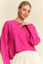 Load image into Gallery viewer, Davi & Dani Diamond Cable Pattern Drop Shoulder Sweater