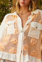 Load image into Gallery viewer, POL Eyelet Flower Pearl Detail Lace Patchwork Shirt