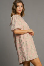 Load image into Gallery viewer, Umgee Floral Jacquard Puff Sleeve Mini Dress