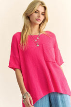 Load image into Gallery viewer, Davi & Dani Side Slit Round Neck Half Sleeve Knit Top