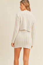 Cargar imagen en el visor de la galería, MABLE Houndstooth Cropped Knit Cardigan and Mini Skirt Set