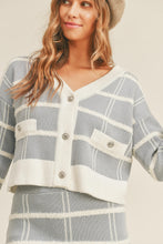Cargar imagen en el visor de la galería, MABLE Plaid Button Down Sweater Cardigan and Mini Skirt Set