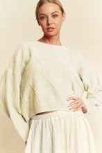 Load image into Gallery viewer, Davi & Dani Diamond Cable Pattern Drop Shoulder Sweater