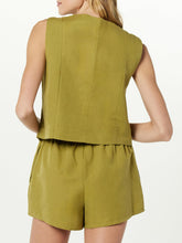 Cargar imagen en el visor de la galería, Button Up V-Neck Top and Pocketed Shorts Set
