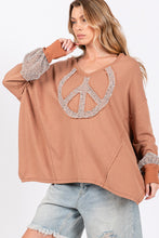 Load image into Gallery viewer, SAGE + FIG Peace Sign Mineral Wash Terry Top
