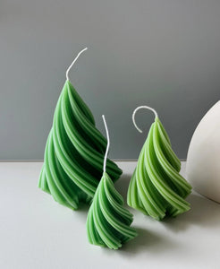 Modern Swirling Christmas Tree Candles | Holiday Decor