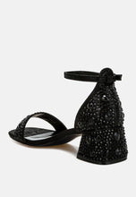 Load image into Gallery viewer, Nocturnal Rhinestone Embellished Shimmer Sandals
