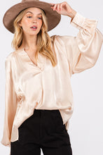 Load image into Gallery viewer, SAGE + FIG Notched Long Sleeve Blouse
