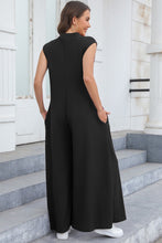 Load image into Gallery viewer, Half Button Wide Leg Jumpsuit with Pockets
