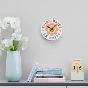 Boho Daisy Smiley: Acrylic Wall Clock