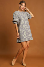 Cargar imagen en el visor de la galería, Umgee Floral Jacquard Puff Sleeve Mini Dress
