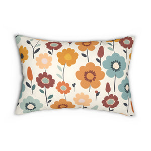 Retro Floral: Spun Polyester Lumbar Pillow