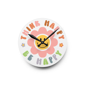 Boho Daisy Smiley: Acrylic Wall Clock