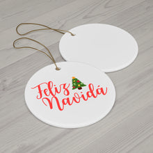 Load image into Gallery viewer, Feliz Navidá - White Round Ceramic Ornaments
