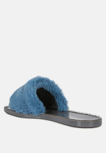 Load image into Gallery viewer, Geese Faux Fur Diamante Detail Jelly Flats
