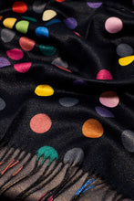 Cargar imagen en el visor de la galería, Multicolored Polka Dot Soft Scarf in Black
