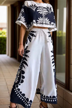 Load image into Gallery viewer, Printed Half Sleeve Top and Wide Leg Pants Set
