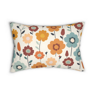 Retro Floral: Spun Polyester Lumbar Pillow