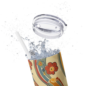 70s Retro Floral: Skinny Tumbler with Straw, 20oz