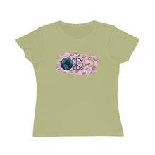 Load image into Gallery viewer, Earth, Peace &amp; Love in Pink - Organic Women&#39;s Classic T-Shirt
