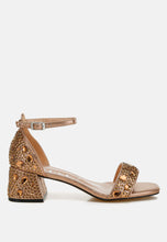 Load image into Gallery viewer, Nocturnal Rhinestone Embellished Shimmer Sandals
