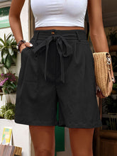 Load image into Gallery viewer, Tied High Waist Shorts with Pockets
