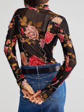 Cargar imagen en el visor de la galería, Floral Mock Neck Long Sleeve Top
