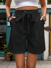 Cargar imagen en el visor de la galería, Tied High Waist Shorts with Pockets
