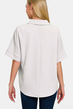 Load image into Gallery viewer, Zenana Texture Collared Neck Short Sleeve Top
