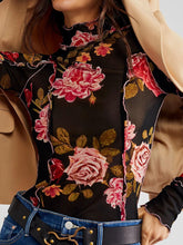 Cargar imagen en el visor de la galería, Floral Mock Neck Long Sleeve Top
