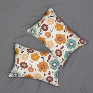 Retro Floral: Spun Polyester Lumbar Pillow