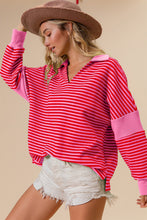 Cargar imagen en el visor de la galería, BiBi Striped Contrast Long Sleeve Knit Top
