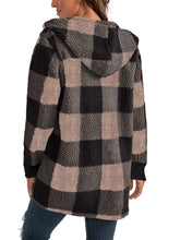 Cargar imagen en el visor de la galería, Plaid Long Sleeve Hooded Coat
