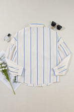 Cargar imagen en el visor de la galería, Striped Collared Neck Long Sleeve Shirt
