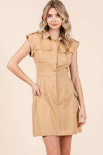 Load image into Gallery viewer, Mittoshop Cargo Pocket Half Button Mini Dress
