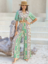 Cargar imagen en el visor de la galería, Printed Half Sleeve Top and Wide Leg Pants Set
