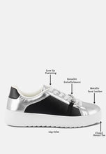 Cargar imagen en el visor de la galería, Nemo Contrasting Metallic Faux Leather Sneakers
