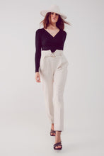 Load image into Gallery viewer, Cigarette Pants With Paper-Bag Waist in Cream
