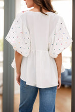 Cargar imagen en el visor de la galería, Printed V-Neck Puff Sleeve Blouse
