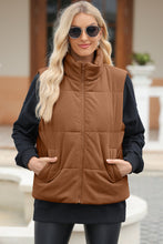 Cargar imagen en el visor de la galería, Pocketed Zip Up Turtleneck Vest Coat
