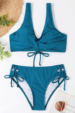 Load image into Gallery viewer, Ruched Lace-Up Wide Strap Two-Piece Bikini Set

